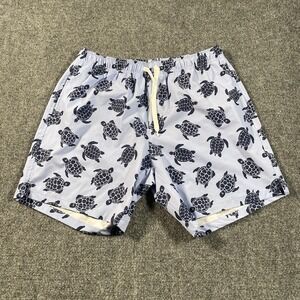 BEARBOTTOM 7" Mesh Lined Swim Trunks Mens Size Large Sea Turtle All Over Print